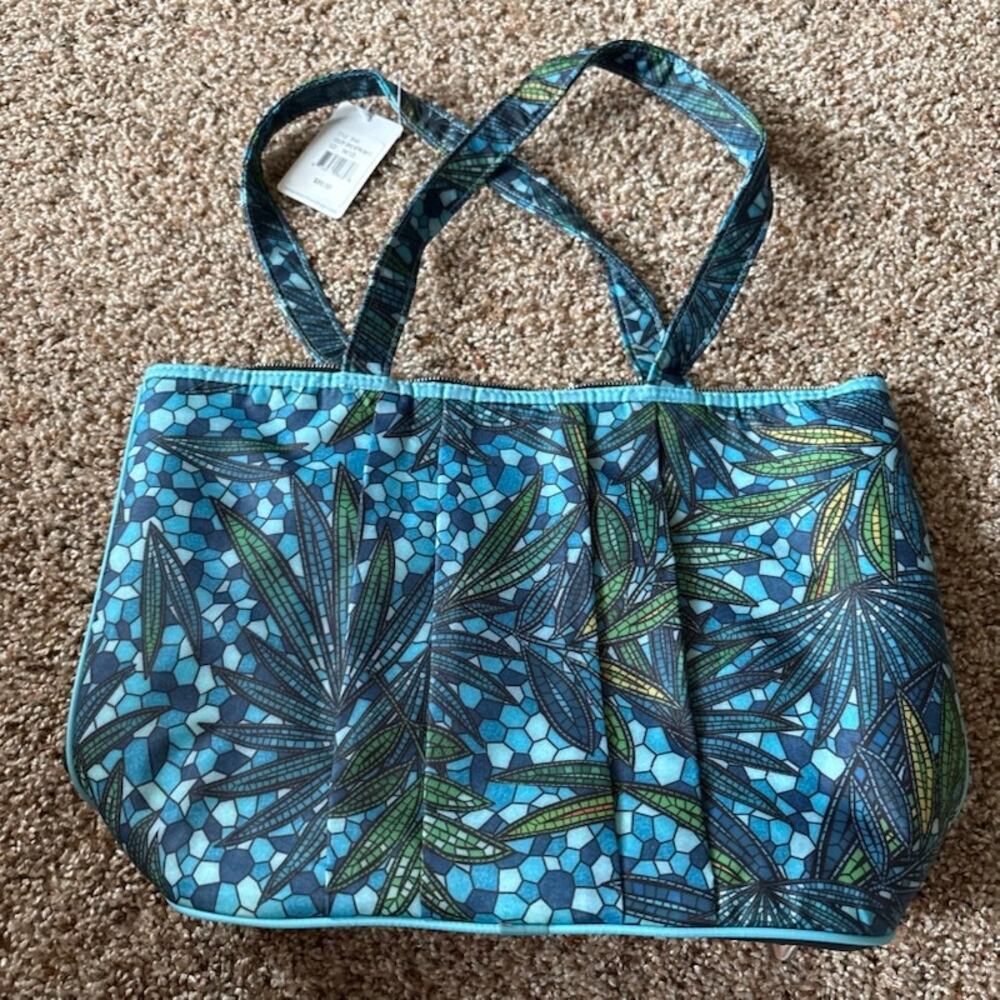 Beach by CLC Water Resistant Handbag NWT Blue Green Palm Psalm 16:11 - Picture 4 of 11